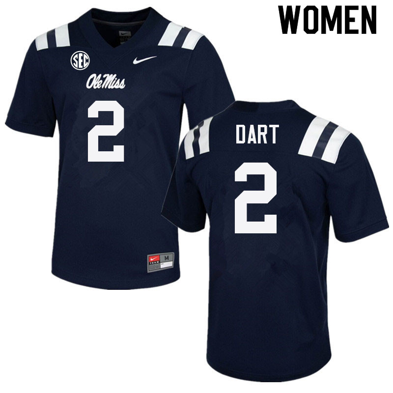 Jaxson Dart Ole Miss Rebels NCAA Women's Navy #2 Stitched Limited College Football Jersey CPS0258PO